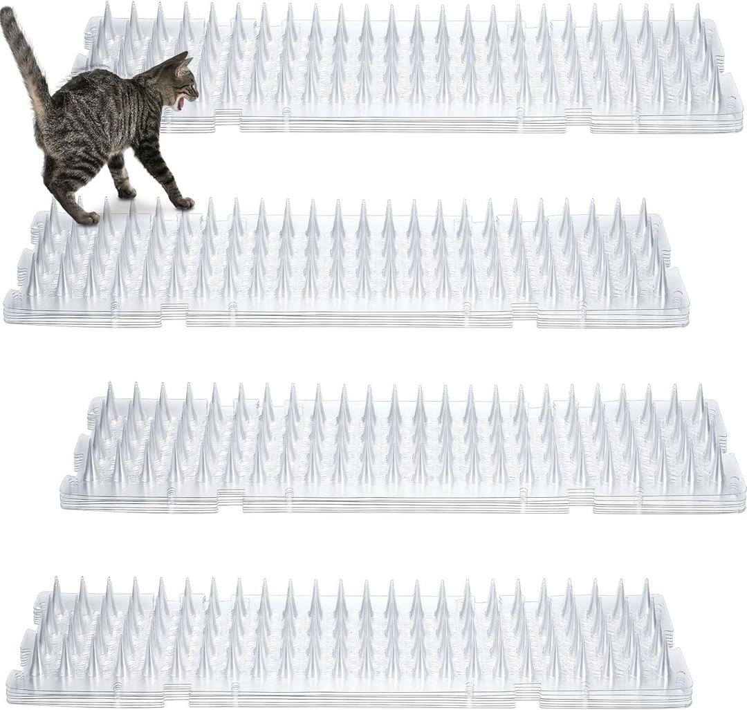 Nuanchu 12 Pieces Cat Deterrent Mat Cat Repellent Mat with Spikes Keep Dogs Off Counter Anti Pet for Outdoor Indoor Plants Garden Sofa Window(16.5 x 3.3 Inch,Clear)