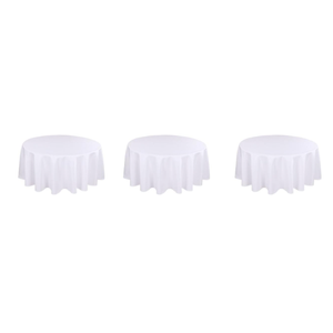 Kesfey 3 Packs Round Tablecloth 70 Inches White Polyester Table Cloths Stain and Wrinkle Resistant Tablecloths for Round Tables Washable Circle Fabric Tablecovers for Wedding Camping Banquet Parties