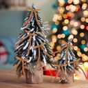 26 Pcs Velvet Christmas Bows,Flocked Christmas Ornaments Christmas Ribbon Bows for Tree Wreath Door Garland Home Decor Outdoor Indoor Khaki