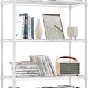 M MZG 1250 lbs 5 Tier Shelf Metal Storage Shelves Wire Rack Closet Organizers for Garage Kitchen Bathroom Laundry White 11.8" D x 29.5" W x 59.5" H