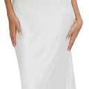 Women's Summer Satin Strapless Tube Top Maxi Dress Elegant Silk Backless Halter Neck Formal Party Dresses Wedding Guest (Medium, White)