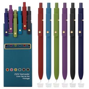Ddaowanx Colorful Gel Pens, 0.5mm Fine Point Retractable,Multi Colored Pens for Journaling and Sketching,School Supplies,Stuffers for Teens, Gifts for Women (5Pcs-Vintage Colors)