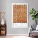 Bamboo Shades 3ft W x 5.2ft Blackout Roller Blinds for Porch Patio, Matchstick Bamboo Window Blind Cordless Roll Up Bamboo Curtain for Outside Mount