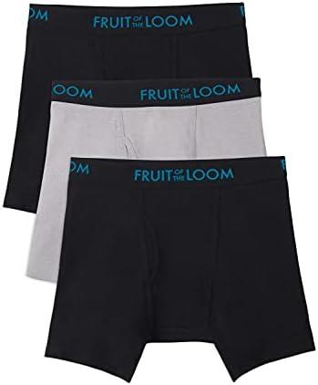 Fruit of the Loom Men's Breathable Boxer Briefs, Moisture Wicking Underwear, Assorted Color Multipacks Size L