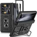 VEGO for Samsung Z Fold 5 Case, with Slide Camera Cover & Screen Protector Built-in 360 Magnetic Kickstand Drop Protection Case for Samsung Galaxy Z Fold 5 5G 2023 - Black