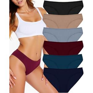 ANZERMIX Women's Breathable Cotton Bikini Panties Pack of 6 Large