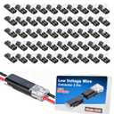 50 PCS Double Wire Connector,Low Voltage Wire for 18-22AWG,2 Pin Quick Disconnect Electrical Secure Connectors with Locking Buckle,No Strip Solder for Automotive,LED Lights,DIY Projects. (Black)