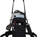 Water Bottle Holder with Strap, Water Bottle Carrier Bag with Phone Pocket, Shoulder Hand Strap Insulated Neoprene 32/40 oz Water Bottle Sleeve for Walking Hiking Camping Gym (1 BLACK)