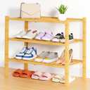 Smiry Shoe Rack, 3 Tier Thick Bamboo Shoe Organizer, Stackable Free Standing Wooden Shoe Storage Shelf for Closet, Entryway, Front Door Entrance, Natural