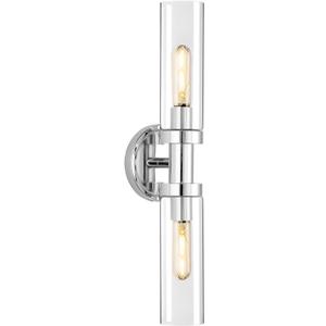 Chrome Bathroom Light Fixtures,Modern Bathroom Wall Sconces,Metal Wall Sconce with Clear Glass Shade,Modern Wall Light Up and Down Wall Mount Lamp for Bedroom,Living Room,Hallway,Kitchen