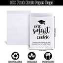 Whaline 100 Pack Graduation Candy Cookie Gift Bags One Smart Cookie Self-Adhesive Buffet Treat Bag Congrats Grad White Kraft Paper Treat Gift Bags for Graduation Party Decoration Supplies