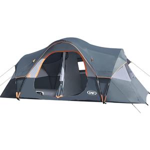 UNP Camping Tent 10-Person-Family Tents, Parties, Music Festival Tent, Big, Easy Up, 5 Large Mesh Windows, Double Layer, 2 Room, Waterproof, Weather Resistant, 18ft x 9ft x78in