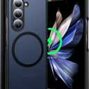 Strong Magnetic for Samsung Galaxy Z Fold 6 Case with MagSafe [Military Grade Drop Tested] [Anti-Fingerprint] [Translucent Matte] Silicone Bumper for Samsung Fold 6 Case 2024 7.6, Black