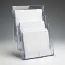 Azar Displays 252378-2PK Brochure Holder 8.5"x11", Acrylic Desk Organizer, Three Tier Document, Magazine & Sign Holder, Wall Mount Desk Accessories (2-Pack)