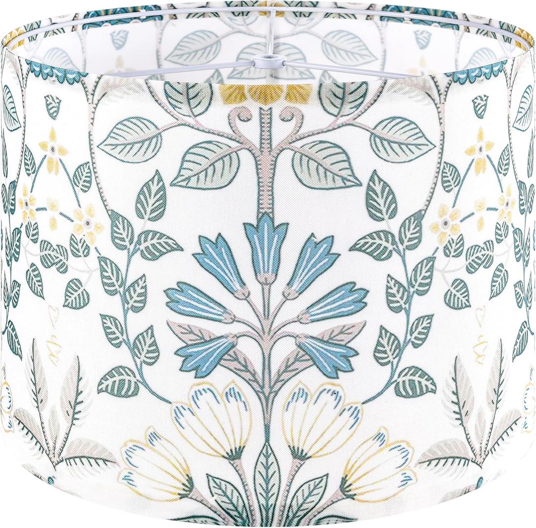 GO&SO Large Lamp Shades Drum Lampshades 16" Top X 16" Bottom X 12" High,Floor Lamp Shade Replacement, Floral Large Lamp Shades for Table Lamps, Modern Lampshades-Assembly Required
