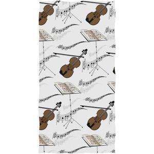 senya Violin with Music Notes Hand Towel Ultra Soft Luxury Towels for Bathroom 30"x15"