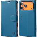 Wallet Case for iPhone 17 Pro Max with Credit Card Holder,PU Leather Folio Flip Kickstand Protective Shockproof Cover for Apple 17 Pro Max Phone Case (Blue, for iPhone 17 Pro Max - 6.9'')