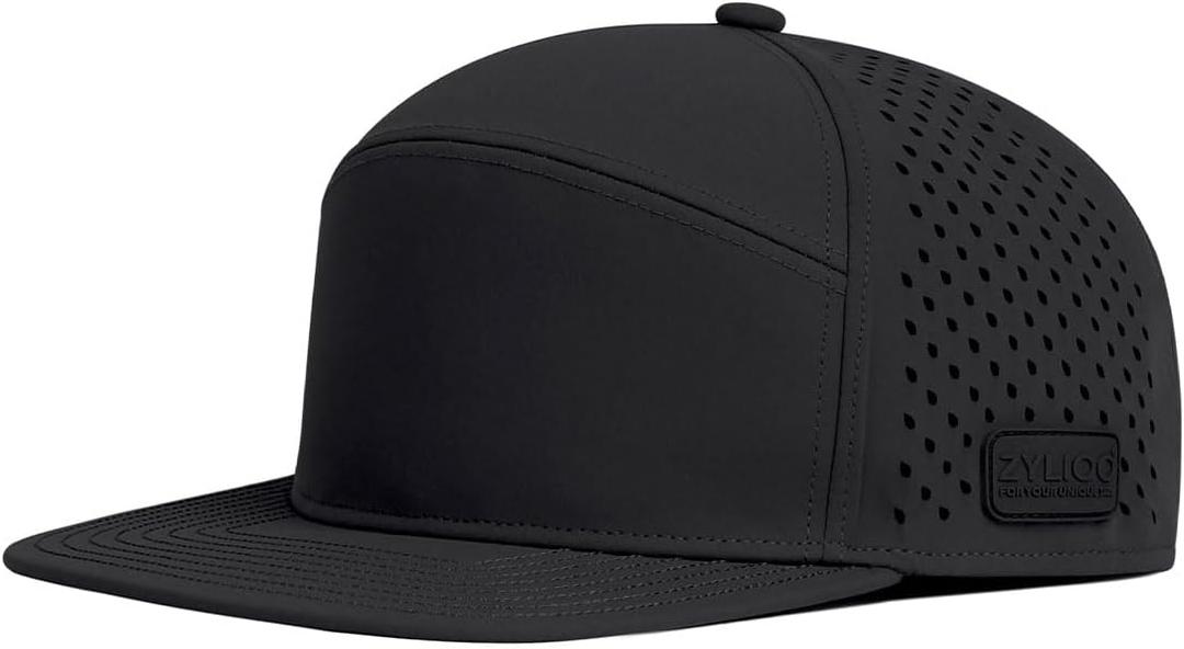 XXL Oversize Snapback Trucker Hat for Big Heads,Laser Perforated FlatBill Cap,Large Mild Profile Golf Hat Flat Brim (Black)