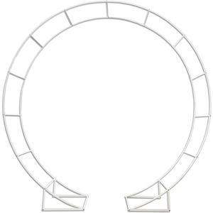 Metal Arch for Ceremony,6.5 Feet Double Round Backdrop Stand, Circle Balloon Arch Stand with Base for Wedding Birthday Party Baby Shower Decoration, Indoor and Outdoor, White