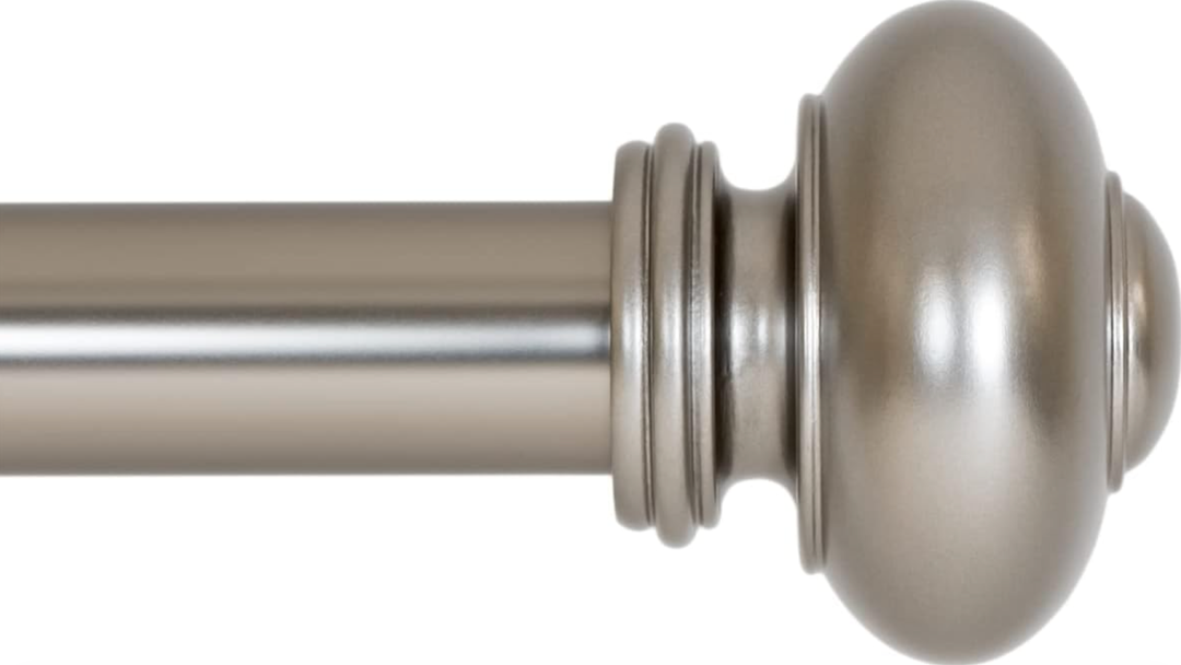 Ivilon Drapery Window Curtain Rod - Knob Design, 1 Inch Rod, 48 to 86 Inch. Satin Nickel