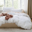 Bedsure White Duvet Cover Queen Size - 3 Pieces Prewashed Extra Soft Bedding Set, Includes 1 Duvet Cover 90x90 Inches with Zipper Closure & 2 Pillow Shams, Comforter Not Included