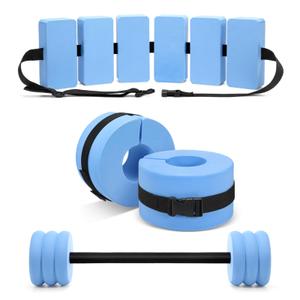 Soulchen Pool Exercise Set Including Long Aquatic Exercise Dumbbells,Pool Ankle Weights,Swim Belt,Water Aerobics Water Aerobics Equipment Set for Full Body Swim Training Kit(Blue,Large)