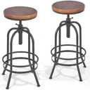Set of 2-Industrial Bar Stool-Retro 26-32.3inch Swivel Stools-Extra Tall Kitchen Chair-Bar Counter Height Adjustable-Fully Welded (Black 2PCS)