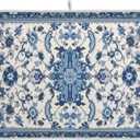 Dish Drying Mat Kitchen Counter Absorbent Blue and White Pattern Coffee Sink Mat Dish Drainer Pad 18 Inch x 24 Inch
