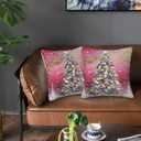 Christmas Throw Pillow Covers 18x18 Set of 2 Square Pillow Case for Home Decor Couch RoomChristmas Tree