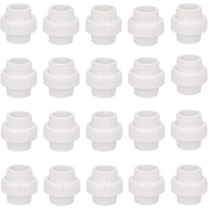 Set of 20, Lobergel 1 Inch PVC Union Coupling, White Pipe Fitting with EPDM O-Ring. Slip PVC Union Coupling Adapter Schedule 40