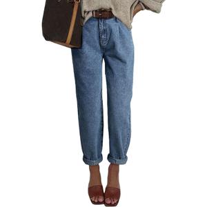 Astylish Womens High Waisted Baggy Jeans Boyfriend Cropped Loose Denim Pants (6, Ashleigh Blue)