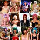 2 Pack Pink Short Bob Wig with Bangs for Women, Girls Neon Bobs Colorful Party Wigs with Heart Sunglasses for Princess Fairy Theme Party Outfit Birthday Cosplay Valentine's Day Daily Fun