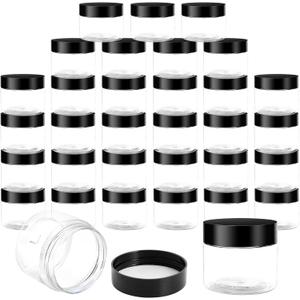 FUNSUEI 68 Pack 2 OZ Clear Plastic Jars with Lids, Empty Slime Storage Containers, BPA-free, Plastic Round Storage Jars for Slime, Cream, Cosmetic, Paint and Glitter