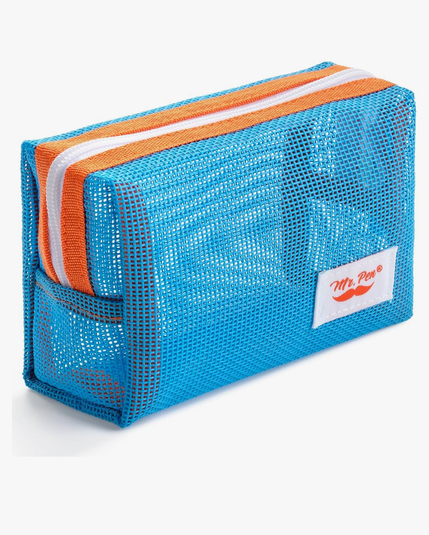 Mr. Pen- Mesh Pencil Case, Blue, Mesh Zipper Pouch Bags with Zipper Pouches for Organization, Cosmetic Bag, Purse Pouch