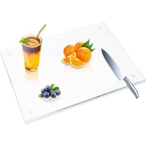 JAMBALAY 24"x18"Tempered Glass Cutting Board for Kitchen, Glass Chopping Board, Large Glass Cutting Board with Rubber Non Slip Feet, Scratch and Heat Resistant, Shatterproof, Dishwasher Safe