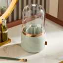 Makeup brush holder with Clear Lid Rotating Dustproof Makeup Brushes Organizer Spinning Cosmetics Holders Storage Cup for Vanity Desktop Bathroom Countertop(light green) (Light Green)