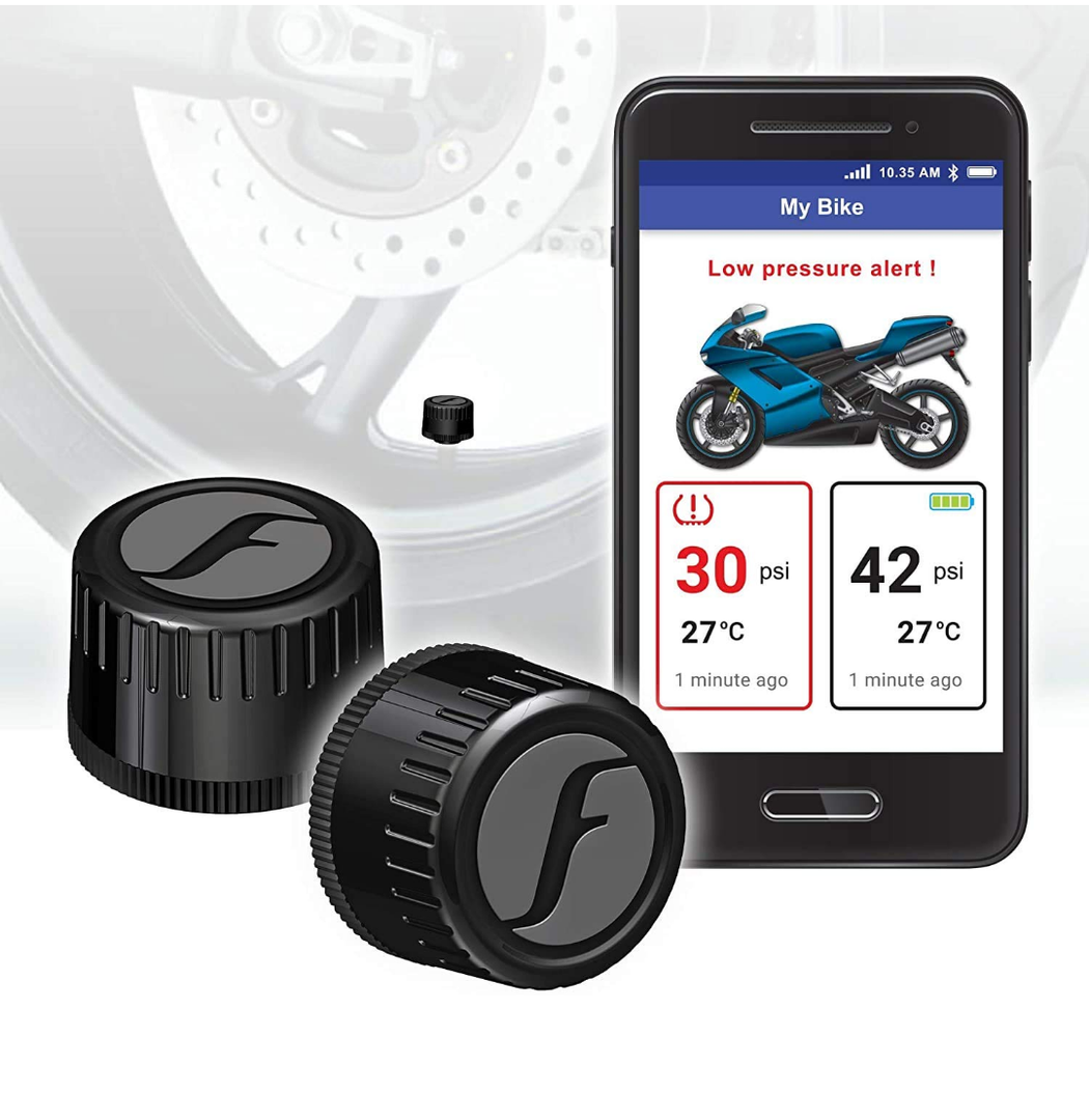 Fobo Bike 2 Tire Pressure Monitoring System (Black) – External Monitor, Bike Tire, Temperature Sensor, Wireless, For Smart Bike, Motorcycle, Ebike & Bicycle