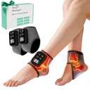 Foot Renew Massager for Neuropathy,4-in-1 Cordless & Portable Foot and Ankle Massager for Heel Warming Heating Pad Heated Brace Wrap With 5 Vibration Modes,4 Heat Levels,Portable for Home,2pcs,Grey