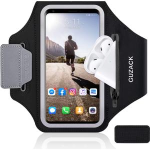 GUZACK Phone Holder for Running with Zipper Pouch, Running Armband for iPhone 17/16/15/14/13/12/11 Pro Max/Plus/XR/XS, Galaxy S25/S24/S23/S22, Cell Phone Arm Holder with Key Pocket & Card Slot