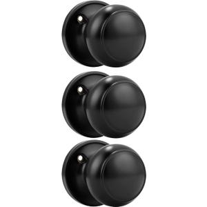 Probrico (3 Pack Classic Closet Door Knobs Dummy Door Knob, Individual Non-Turning Dummy Door Knob Single Side, Black Interior Door Knobs, Easy Installation