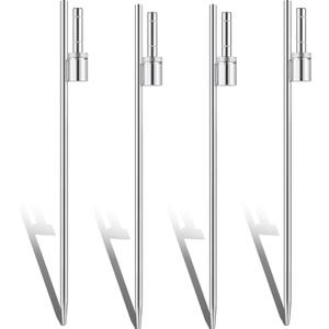 Pelopy Feather Flag Ground Spike Ground Stake Flag Base Heavy Duty Flag Pole Holder for Ground Outdoor Banner Stakes Fits Poles with 0.65 Inch Inner Diameter, Stake Only, 24 Inch, 4 Pcs