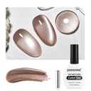 4 x JODSONE Cat Eye Gel Nail Polish 16.5ml Brown Single Colors for Holographic Glitter Cat Eye with Magnet Reflective Translucent Need U V Lamp