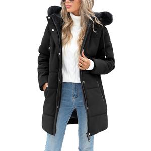 Yusongirl Women's Winter Puffer Coat Thickened Fleece Lined Parka Jacket Warm Down Jacket Outerwear with Detachable Hood (S)