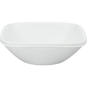 Corelle Vitrelle 2-PC Large 1-Qt Glass Serving Bowl, Crack and Chip Resistant, Square Serving Trays, White
