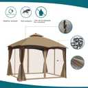 Wonwon Outdoor Gazebo Canopy 4-Panel Screen Walls with Zipper - Mosquito Netting for 10' x 12' Gazebo (Khaki)