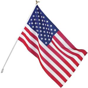 Valley Forge, American Flag Kit, Poly-Cotton, 3' x 5', 100% Made in USA, Grommeted Flag, 6' Steel Pole and Bracket