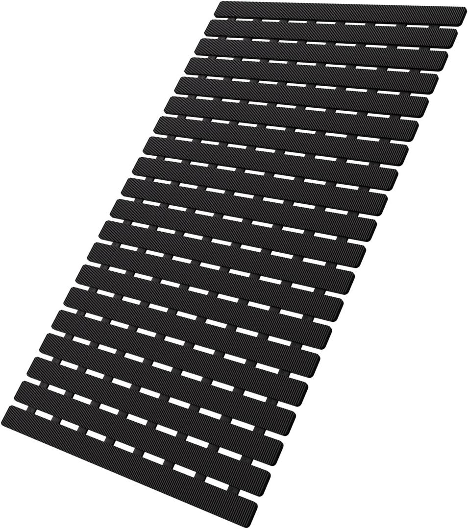 MBOSS Bath Tub Shower Mat Non Slip Bathtub Mats for Bathroom Shower Floor Mat Bath Mats for Shower Tub Anti Slip Shower Mat with Drain Hole and Large Suction Cups (Black, 27.5 X 15.7 Inch)