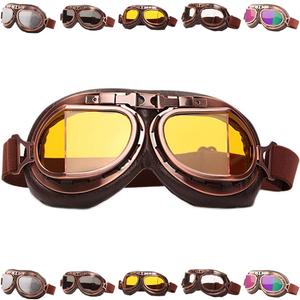 Peicees Vintage Helmet Goggles Motorcycle Goggles Bike Motorcross Pilot Goggle (Copper)