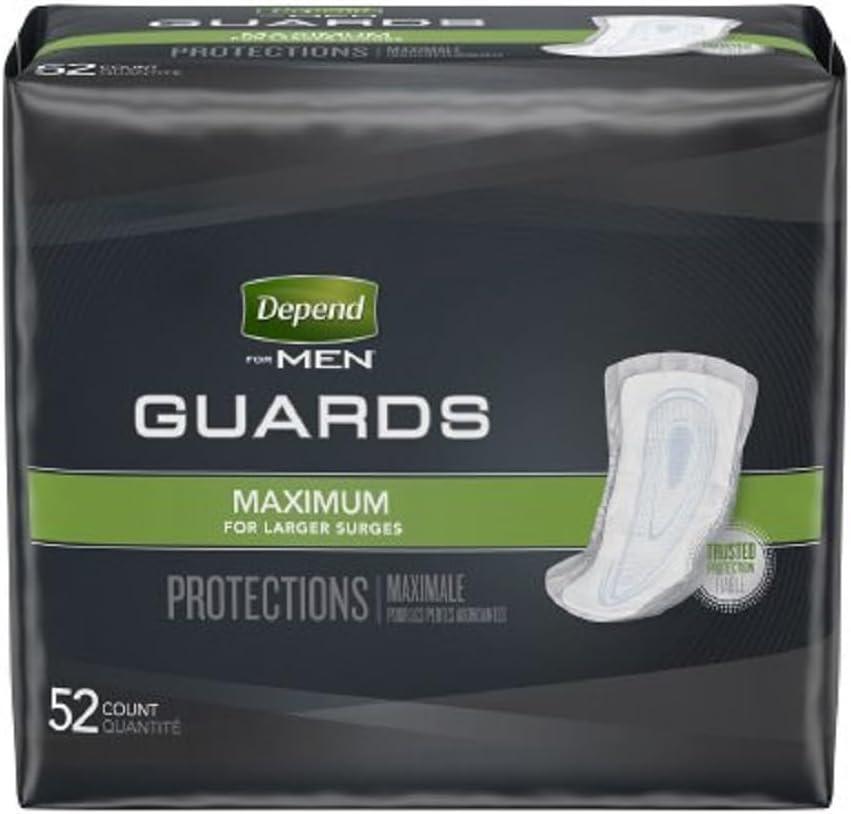 Depend Guards Incontinence Pads for Men, Maximum Absorbency, 52 Count