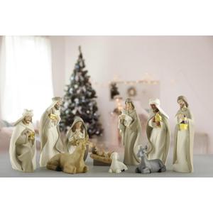 QF Home 10-Piece Christmas Nativity Set  Nativity Scene with Manger, Holy Family & Animals, Hand-Painted Resin Indoor Holiday Display